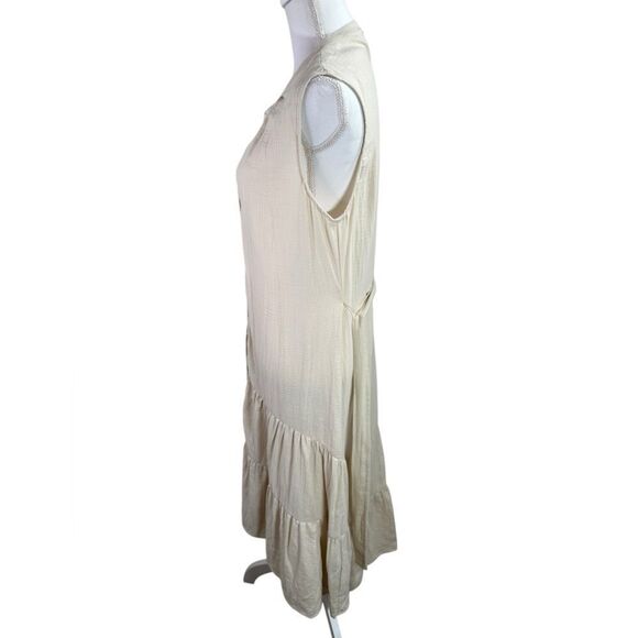 DREW Anthropologie Josephine Cream Tiered Hi Lo Button Up Dress Size L - Picture 5 of 11